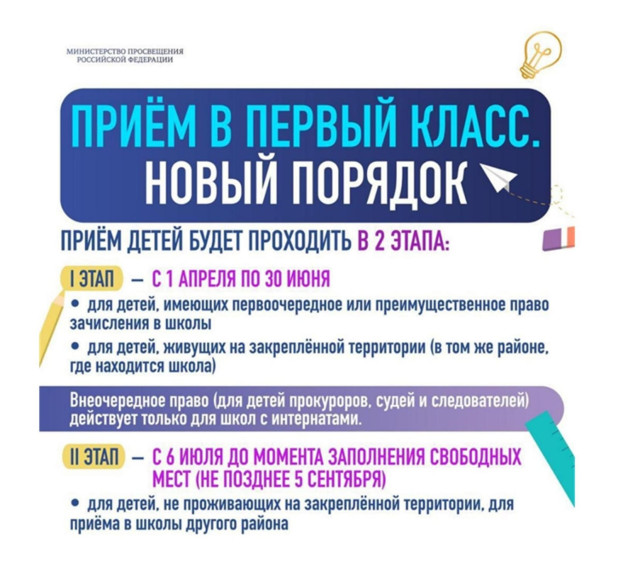 Приём заявлений в 1 класс.